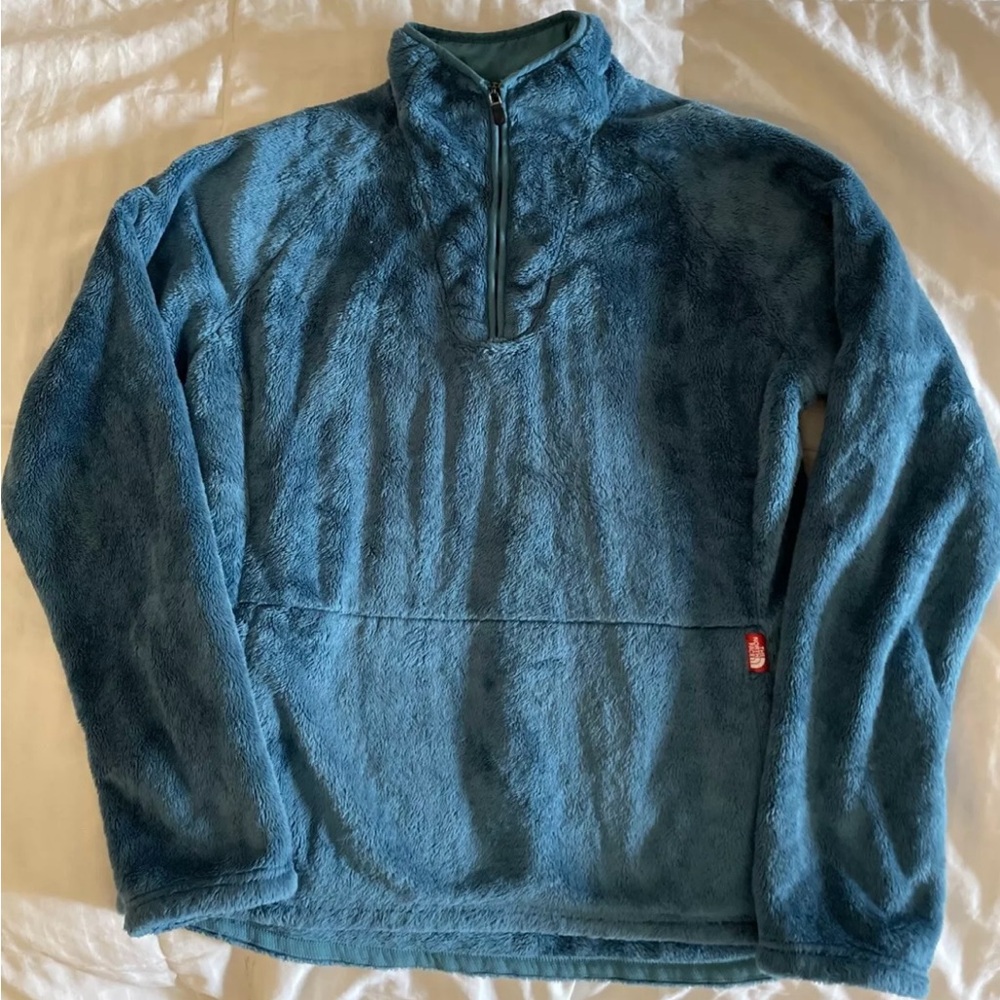 The North Face Jacket Womens Large Teal Fleece 1/4 Zip Pullover Osito Sherpa